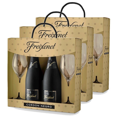 Pack Cordon Negro Brut Freixenet 2 bot + 2 copas