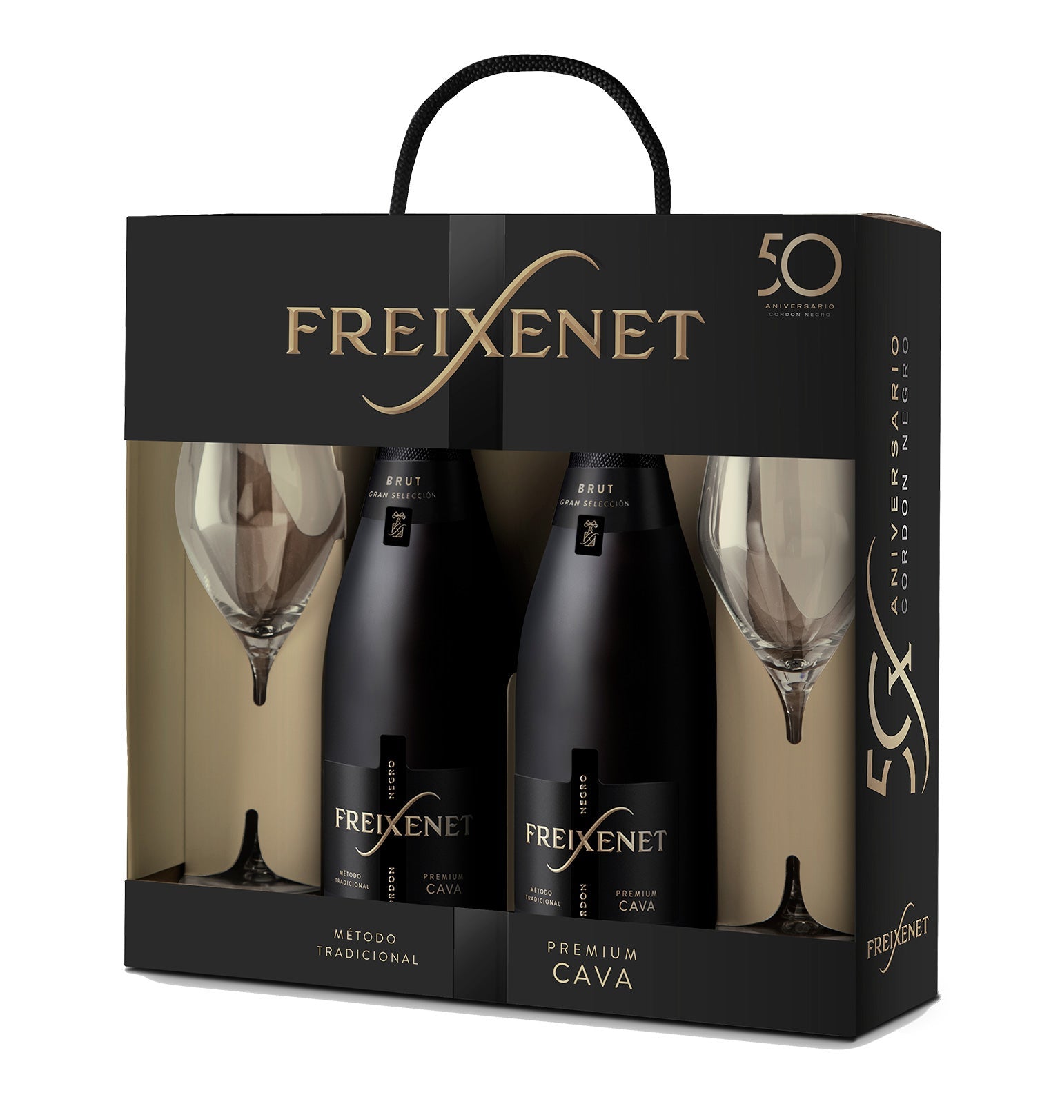 Pack Cordon Negro Brut Freixenet 2 bot + 2 copas