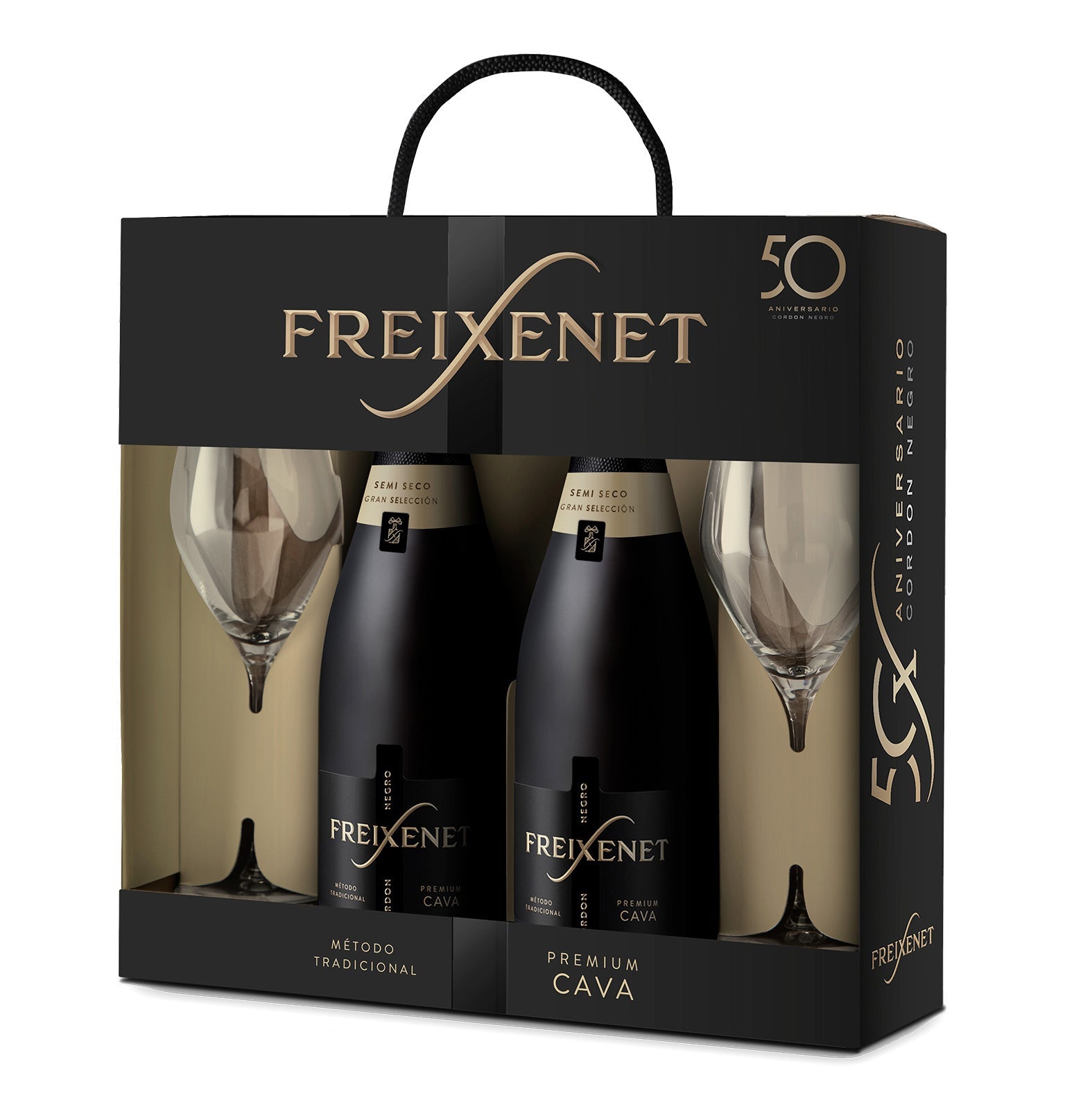 Pack Cordon Negro Semi Freixenet 2 bot + 2 copas